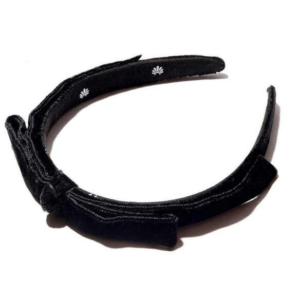 Lele Sadoughi Bardot Slim Ribbon Headband Jet Black Velvet NWT